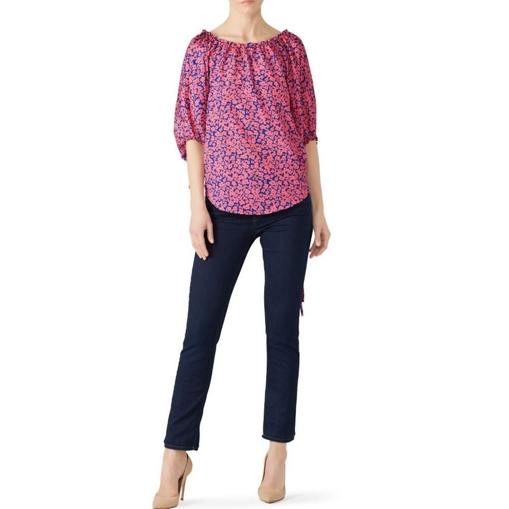 Derek Lam Collective Pink Drawstring 3/4 Sleeve Off Shoulder Blouse Size 42 Ball
